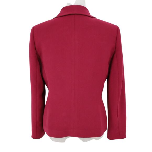 Le Suit Jacket Petites 8P Raspberry Pink Crepe Lined Double Breasted Career - Picture 2 of 13
